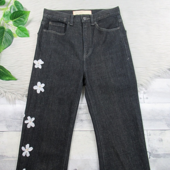 MARC JACOBS Dark Wash Customized Floral Appliqué Bootcut Jeans Women’s Size 26 - Picture 5 of 14